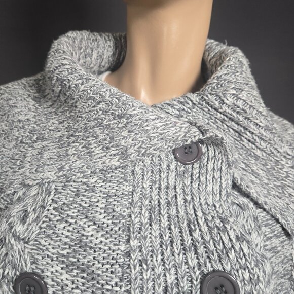 Y2K Gray Cape Cardigan Chunky Sweater Size S Boho Academia Cable Knit 2000s - Picture 2 of 9